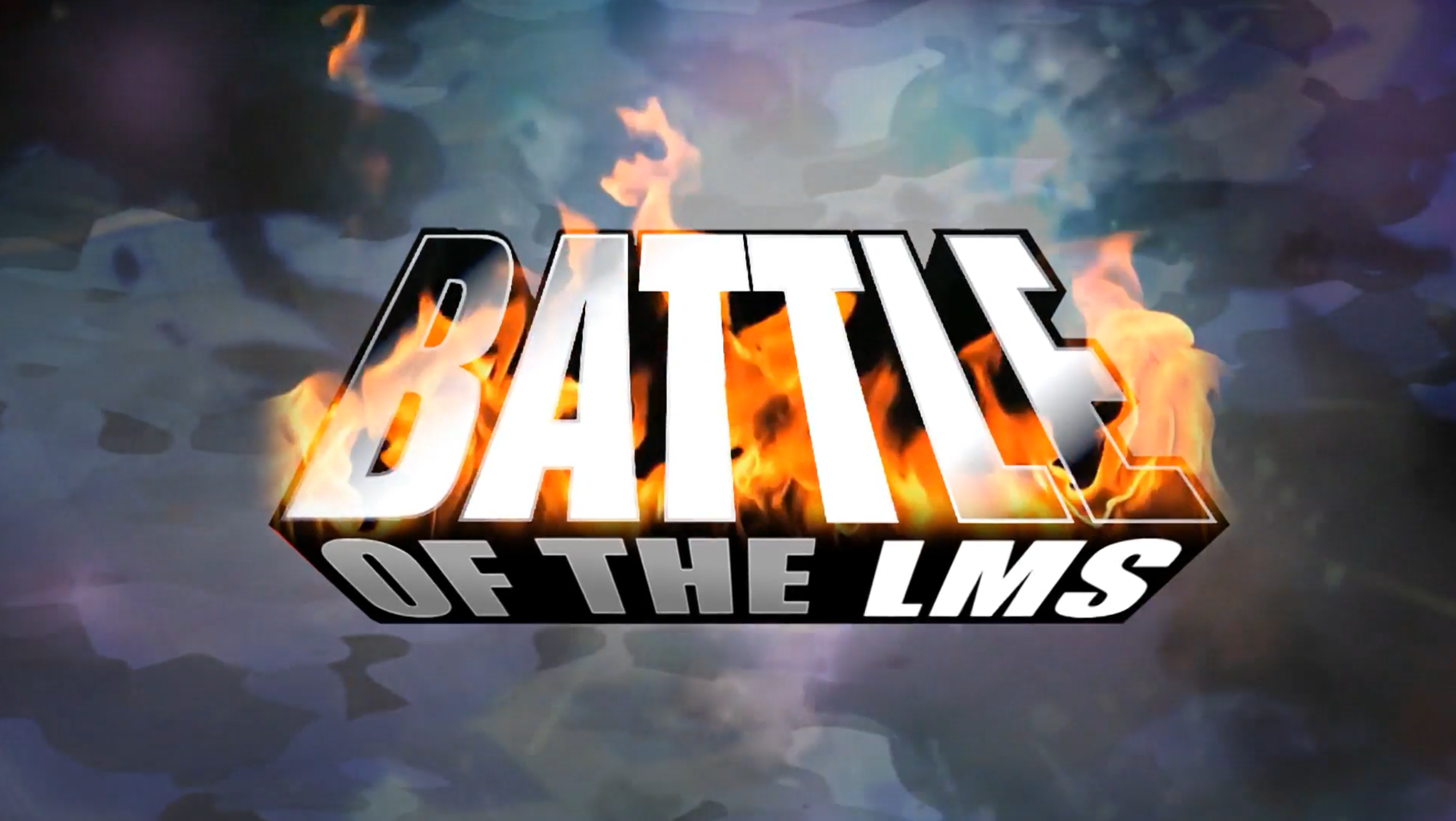 logo of the Battle of the LMS - fire and smoke